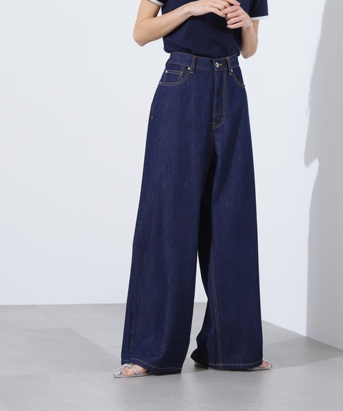 N.(N. Natural Beauty Basic)(エヌエヌナチュラルビューティーベーシック)の「【PS/低身長サイズ】ライトオンスワイドデニムパンツ(デニムパンツ・レディース・ネイビー/ブルー・MEDIUM/PS)」の8枚目の写真