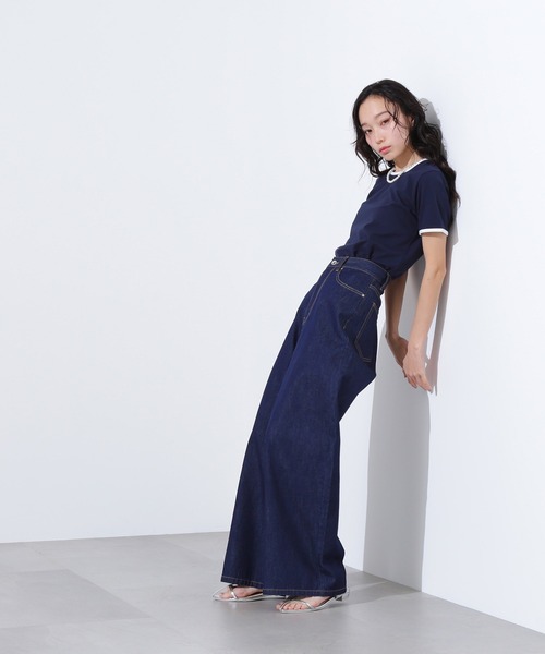 N.(N. Natural Beauty Basic)(エヌエヌナチュラルビューティーベーシック)の「【PS/低身長サイズ】ライトオンスワイドデニムパンツ(デニムパンツ・レディース・ネイビー/ブルー・MEDIUM/PS)」の11枚目の写真