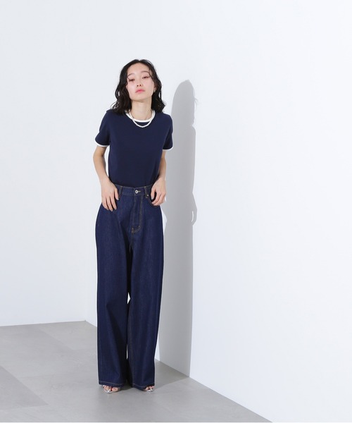 N.(N. Natural Beauty Basic)(エヌエヌナチュラルビューティーベーシック)の「【PS/低身長サイズ】ライトオンスワイドデニムパンツ(デニムパンツ・レディース・ネイビー/ブルー・MEDIUM/PS)」の12枚目の写真