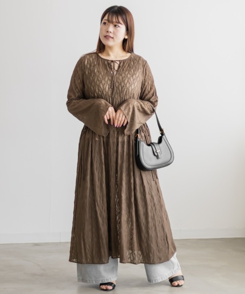 CLETTE(クレット)の「ロング丈シアーレースワンピース(ワンピース・レディース・ブラウン/アイボリー/ブラック・LL/3L/4L)」の1枚目の写真