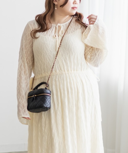 CLETTE(クレット)の「ロング丈シアーレースワンピース(ワンピース・レディース・ブラウン/アイボリー/ブラック・LL/3L/4L)」の16枚目の写真
