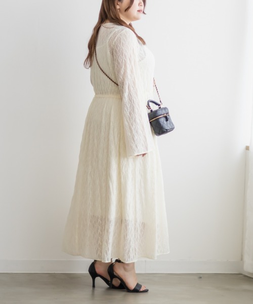 CLETTE(クレット)の「ロング丈シアーレースワンピース(ワンピース・レディース・ブラウン/アイボリー/ブラック・LL/3L/4L)」の18枚目の写真