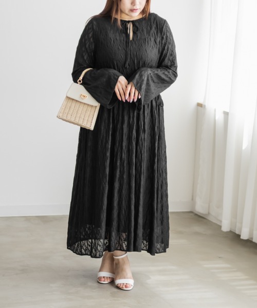 CLETTE(クレット)の「ロング丈シアーレースワンピース(ワンピース・レディース・ブラウン/アイボリー/ブラック・LL/3L/4L)」の5枚目の写真