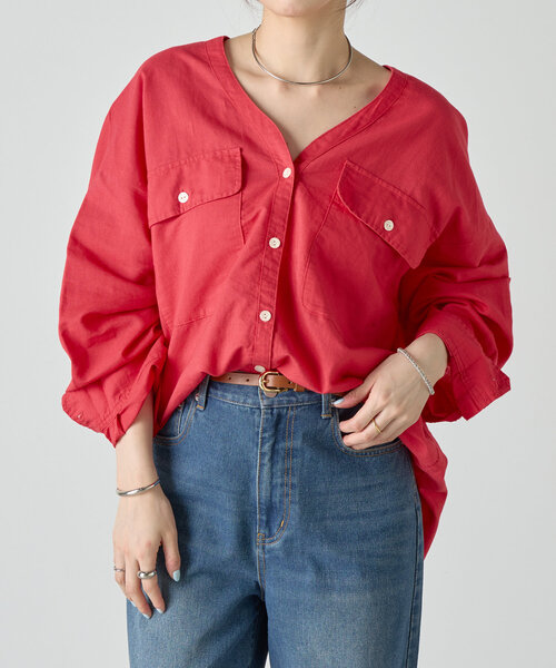 新品 SHENERY シーナリー Vネックダンガリーシャツ 36 Vネックダンガリーシャツ | SHENERY(シーナリー)レディース