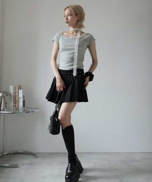 Ulysses（ユリシス）の「レースチョーカー付きオフショルＴシャツ（Tシャツ/カットソー・レディース・オフホワイト/グレー・L/M/S）」の4枚目の写真
