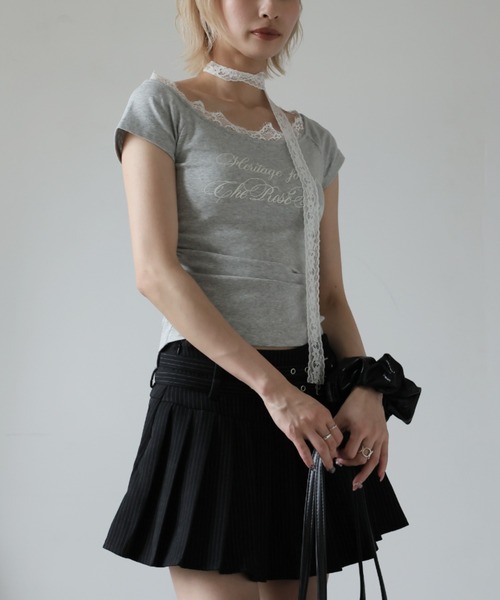 Ulysses（ユリシス）の「レースチョーカー付きオフショルＴシャツ（Tシャツ/カットソー・レディース・オフホワイト/グレー・L/M/S）」の19枚目の写真