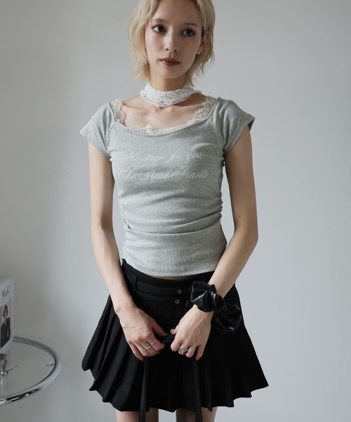 Ulysses（ユリシス）の「レースチョーカー付きオフショルＴシャツ（Tシャツ/カットソー・レディース・オフホワイト/グレー・L/M/S）」の21枚目の写真