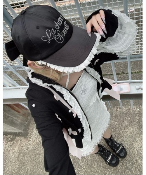 Ank Rouge（アンクルージュ）の「キラキラロゴキャップ（キャップ・レディース・ピンク/ブラック・FREE）」の2枚目の写真