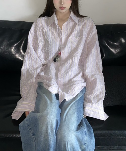 REBALANCE(リバランス)の「レトロストライプオーバーサイズシャツ(シャツ/ブラウス・レディース・B/A・LARGE/MEDIUM)」の1枚目の写真