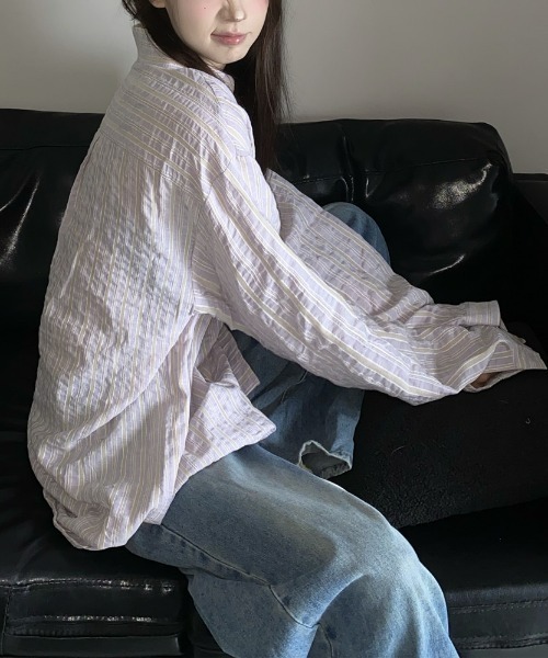 REBALANCE(リバランス)の「レトロストライプオーバーサイズシャツ(シャツ/ブラウス・レディース・B/A・LARGE/MEDIUM)」の9枚目の写真