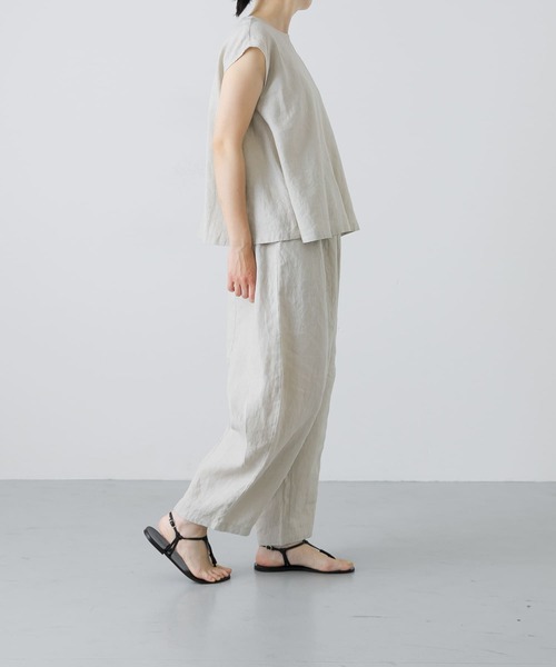 25SS かぐれ リネンボリュームパンツ ライトグレージュ かぐれ（カグレ）の「リネンボリュームパンツ（その他パンツ）」 - WEAR