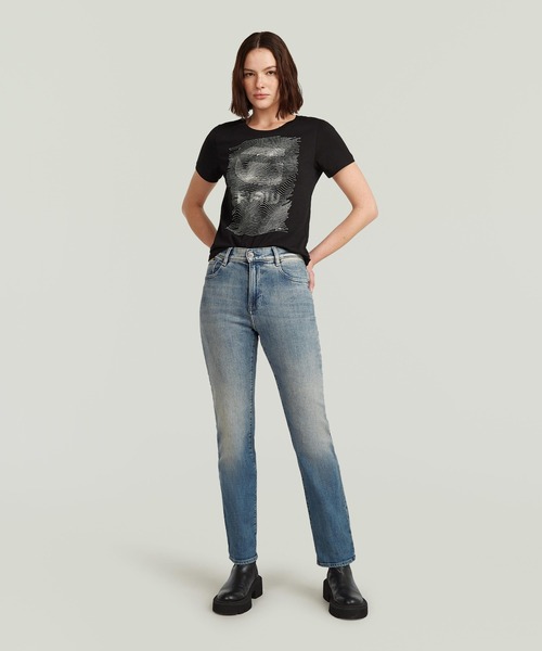 G-STAR(ジースター)の「VIKTORIA HIGH STRAIGHT JEANS/ヴィンテージライクハイウエストストレートジーンズ/L30(デニムパンツ・レディース・ライトインディゴブルー・24inch/25inch/23inch/27inch/26inch)」の4枚目の写真