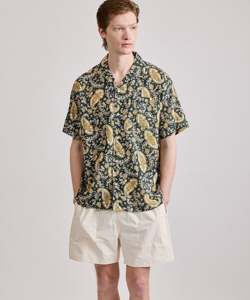 Saturdays NYC（サタデーズ ニューヨークシティ ）の「Canty Open Collar Paisley Printed SS Shirt（シャツ/ブラウス・メンズ・レッド/グリーン・L/M/S/XL/X-SMALL）」の2枚目の写真