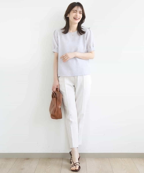 OFUON le MK(オフオンルエムケー)の「ふくれシャーリングパフスリーブトップス/洗える(Tシャツ/カットソー・レディース・ブラック/ライトグレー/ホワイト・38/36)」の15枚目の写真