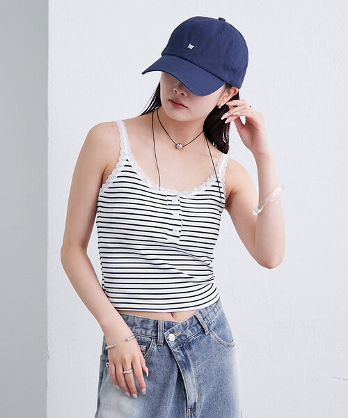 mystic（ミスティック）の「パット付きボーダーキャミ（キャミソール・レディース・ブラック/オフホワイト/グレー/ホワイト・FREE）」の15枚目の写真