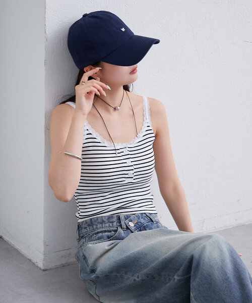 mystic（ミスティック）の「パット付きボーダーキャミ（キャミソール・レディース・ブラック/オフホワイト/グレー/ホワイト・FREE）」の17枚目の写真