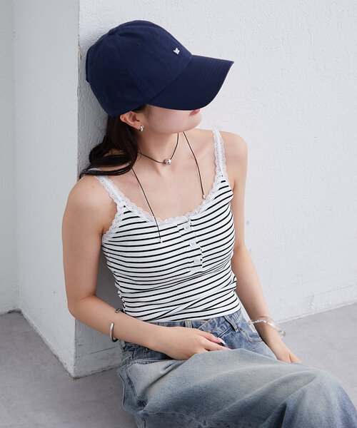 mystic（ミスティック）の「パット付きボーダーキャミ（キャミソール・レディース・ブラック/オフホワイト/グレー/ホワイト・FREE）」の19枚目の写真