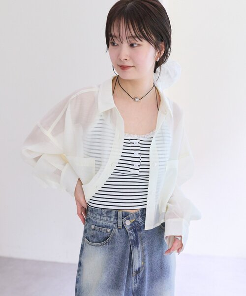 mystic（ミスティック）の「パット付きボーダーキャミ（キャミソール・レディース・ブラック/オフホワイト/グレー/ホワイト・FREE）」の21枚目の写真