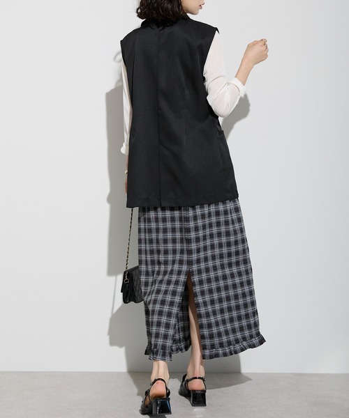 each(イーチ)の「裾フリルチェック柄ナロースカート【セットアップ対応】(スカート・レディース・ブラウン/ブラック・FREE)」の10枚目の写真