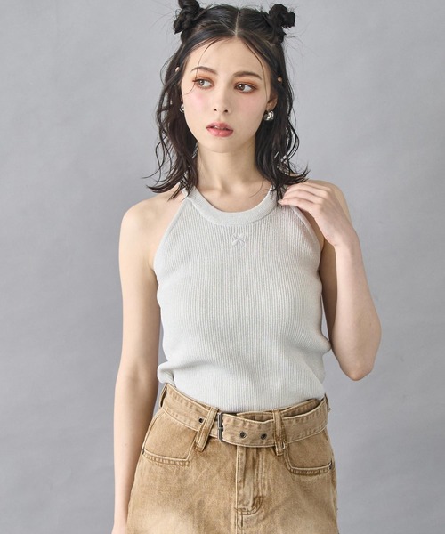 ANAP(アナップ)の「ラメ アメスリ ニット トップス(ニット/セーター・レディース・ブラック/ホワイト・FREE)」の2枚目の写真