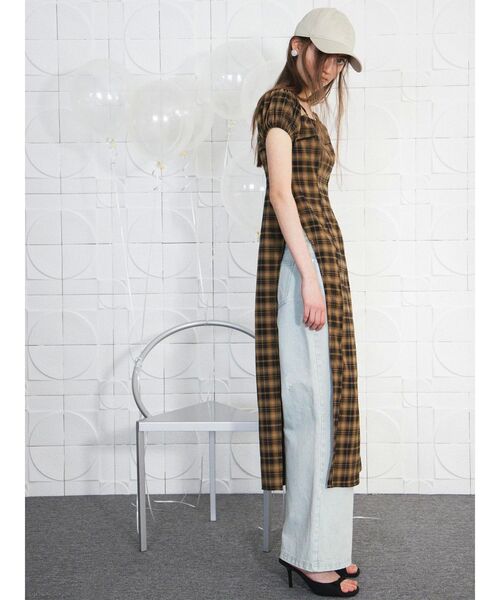CALNAMUR(カルナムール)の「2WAYチェックロングワンピース(ワンピース・レディース・その他1/その他2・FREE)」の5枚目の写真