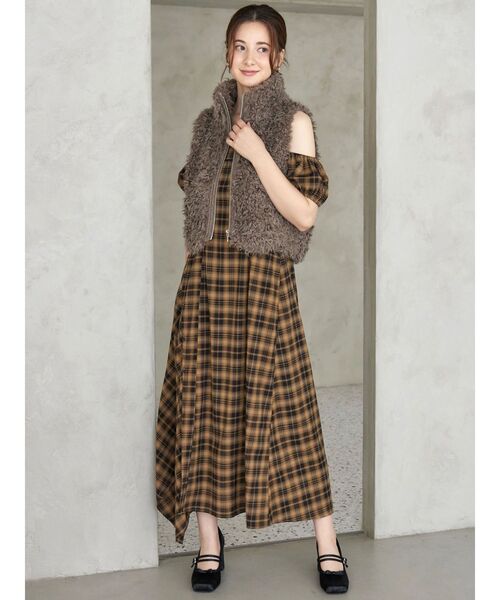 新品 CINEMATIQ 2way コート L ワンピース ロング チェック柄 新品 CINEMATIQ 2way コート L ワンピース ロング チェック柄