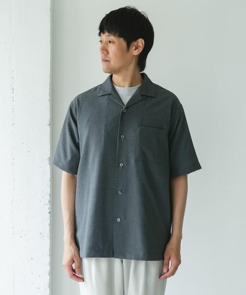 URBAN RESEARCH DOORS（アーバンリサーチドアーズ）の「マイクロサッカー オープンカラー ショートスリーブシャツ（シャツ/ブラウス・メンズ・グレー/チャコールグレー/ブルー・MEDIUM/LARGE）」の6枚目の写真