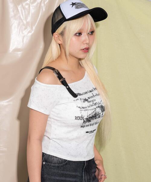 dispark(ディスパーク)の「DISPARK/ショルダーストラップグラフィックSSトップ(Tシャツ/カットソー・レディース・チャコールグレー/杢グレー・FREE)」の17枚目の写真