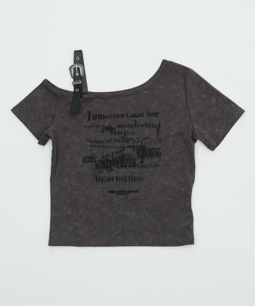 dispark(ディスパーク)の「DISPARK/ショルダーストラップグラフィックSSトップ(Tシャツ/カットソー・レディース・チャコールグレー/杢グレー・FREE)」の12枚目の写真
