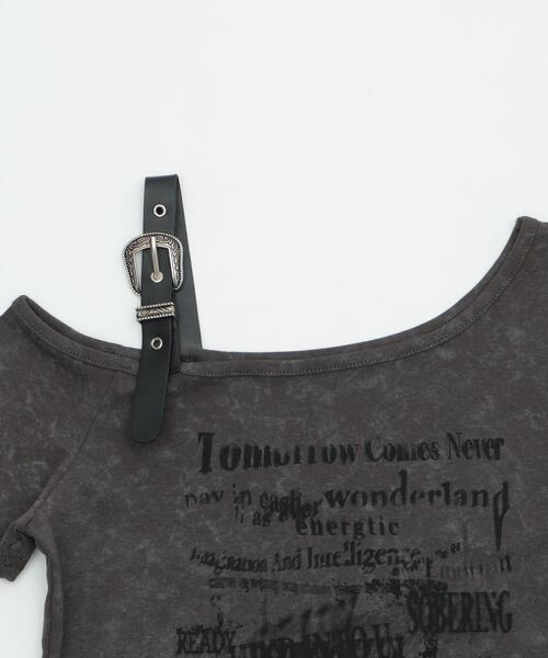 dispark(ディスパーク)の「DISPARK/ショルダーストラップグラフィックSSトップ(Tシャツ/カットソー・レディース・チャコールグレー/杢グレー・FREE)」の9枚目の写真