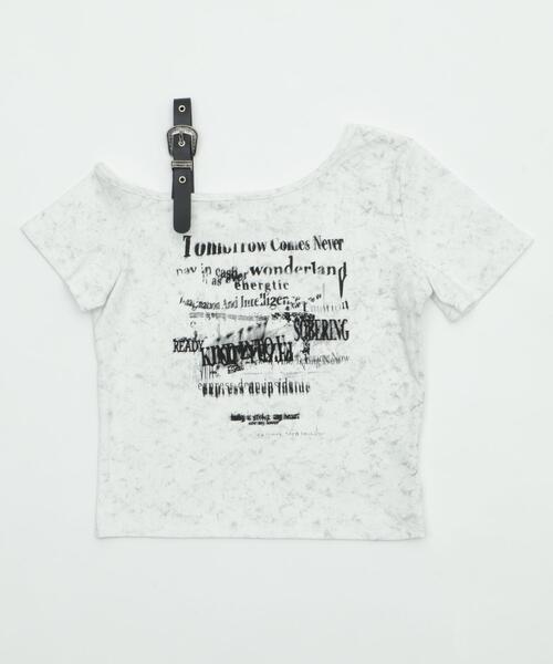 dispark(ディスパーク)の「DISPARK/ショルダーストラップグラフィックSSトップ(Tシャツ/カットソー・レディース・チャコールグレー/杢グレー・FREE)」の5枚目の写真