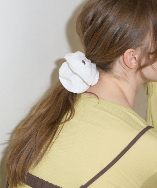 GIUNON(ジウノン)の「embroidery cotton big chouchou / エンブロイダリーコットンビッグシュシュ(シュシュ・レディース・ブラック/ホワイト/ピンク・FREE)」の10枚目の写真