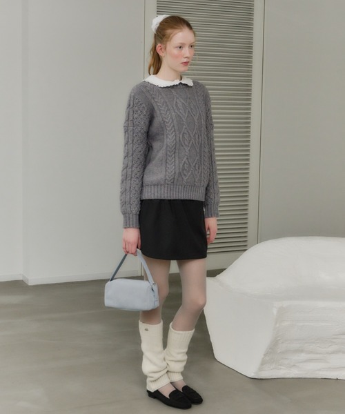 GIUNON(ジウノン)の「embroidery cotton big chouchou / エンブロイダリーコットンビッグシュシュ(シュシュ・レディース・ブラック/ホワイト/ピンク・FREE)」の8枚目の写真