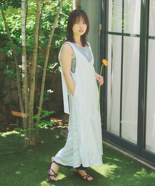 COHINA(コヒナ)の「ストライプリボンショルダーワンピース 【低身長・小柄女性】(ワンピース・レディース・ブラック/ホワイト/ピンク・ONE SIZE)」の7枚目の写真