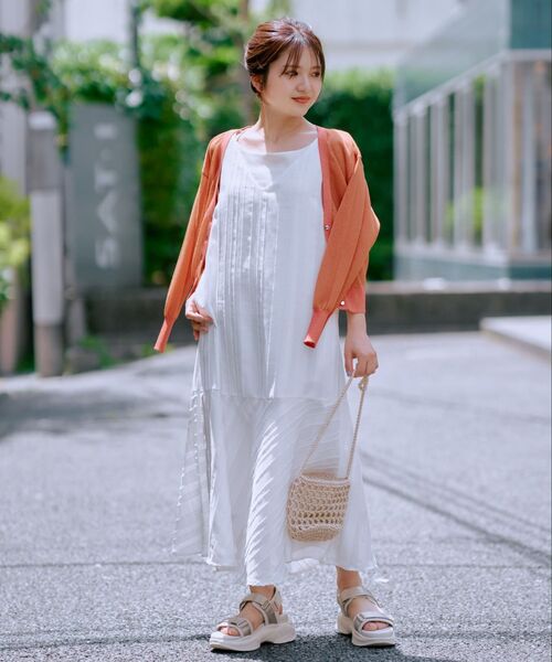 COHINA(コヒナ)の「ストライプリボンショルダーワンピース 【低身長・小柄女性】(ワンピース・レディース・ブラック/ホワイト/ピンク・ONE SIZE)」の8枚目の写真