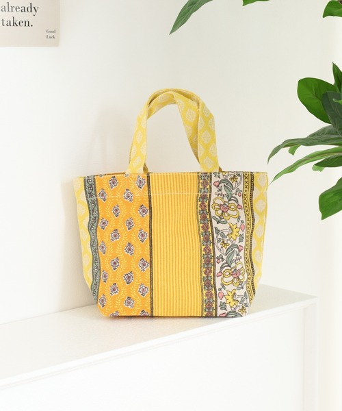 MOTO（モト）の「キャンバスミニトート（トートバッグ・レディース・グレー/ナチュラル/グレー系/スモークピンク/サックスブルー/ネイビー/イエロー/イエロー系/ブラウン/ライトグレー/ピンク・ONE SIZE）」の9枚目の写真