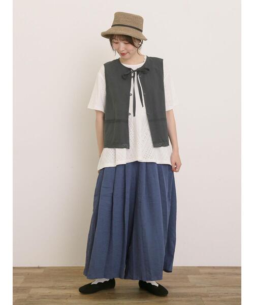 Samansa Mos2（サマンサ モスモス）の「レース付きリボン開きベスト（ベスト・レディース・グレー/チャコールグレー/キナリ・F）」の14枚目の写真