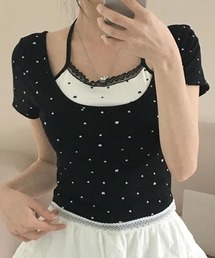 レイヤード風カップ付きカットソー
