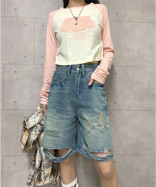 NANEA(ナネア)の「ダメージデニムハーフパンツ(デニムパンツ・レディース・ブルー・X-SMALL/SMALL/MEDIUM/LARGE)」の20枚目の写真