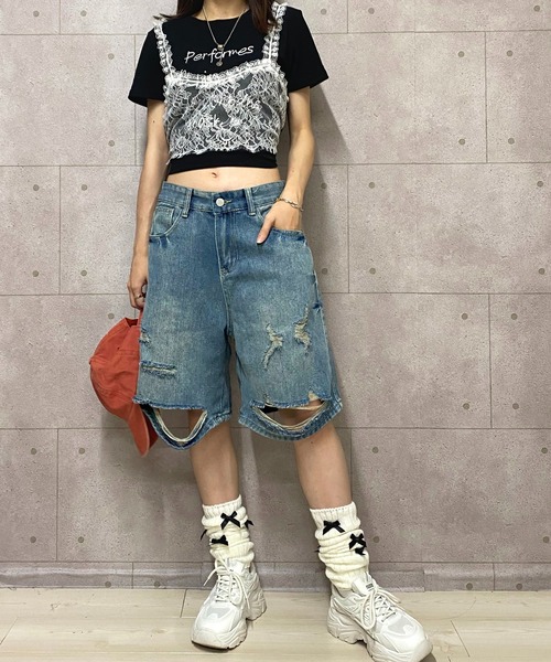 NANEA(ナネア)の「ダメージデニムハーフパンツ(デニムパンツ・レディース・ブルー・X-SMALL/SMALL/MEDIUM/LARGE)」の15枚目の写真