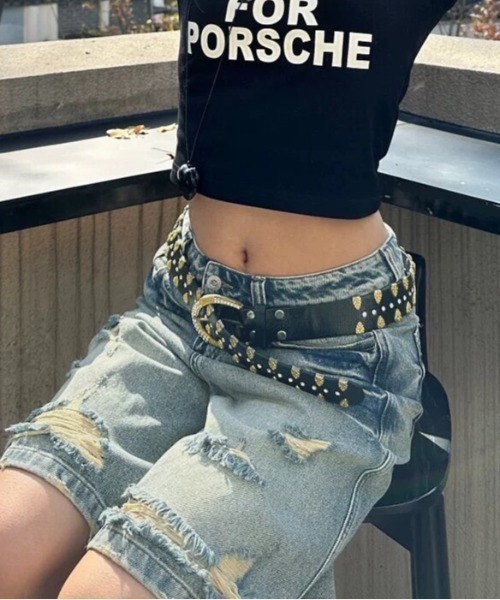 NANEA(ナネア)の「ダメージデニムハーフパンツ(デニムパンツ・レディース・ブルー・X-SMALL/SMALL/MEDIUM/LARGE)」の2枚目の写真
