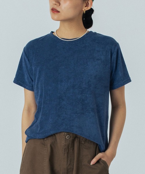 ROSE BUD(ローズバッド)の「PILE S/S TOP(Tシャツ/カットソー・レディース・ライトグリーン/オレンジ/ブラウン/ネイビー・ONE SIZE)」の3枚目の写真