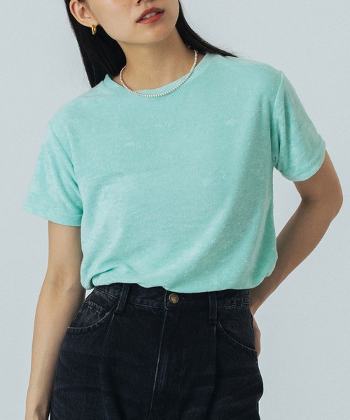 ROSE BUD(ローズバッド)の「PILE S/S TOP(Tシャツ/カットソー・レディース・ライトグリーン/オレンジ/ブラウン/ネイビー・ONE SIZE)」の2枚目の写真