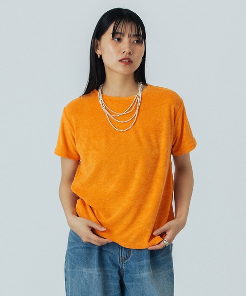 ROSE BUD(ローズバッド)の「PILE S/S TOP(Tシャツ/カットソー・レディース・ライトグリーン/オレンジ/ブラウン/ネイビー・ONE SIZE)」の11枚目の写真