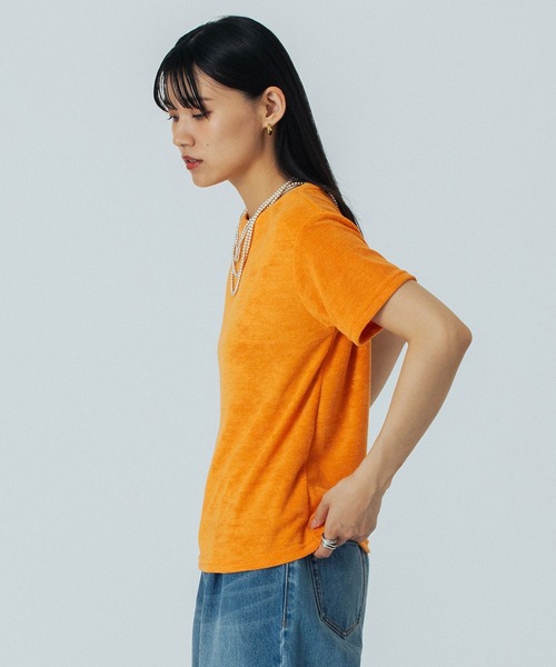 ROSE BUD(ローズバッド)の「PILE S/S TOP(Tシャツ/カットソー・レディース・ライトグリーン/オレンジ/ブラウン/ネイビー・ONE SIZE)」の12枚目の写真