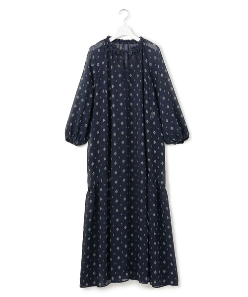 23区(ニジュウサンク)の「【SLOW/一部店舗限定】クレープ フラワープリント ワンピース(ワンピース・レディース・ネイビー系5・38)」の3枚目の写真