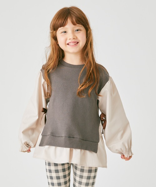 ever closet(エバークローゼット)の「ふんわりシルエット プルオーバー(Tシャツ/カットソー・キッズ・チャコール/イエロー系その他/ラベンダー/ミント/モカ/ピンク/パープル系その他/サックスブルー/グリーン系その他4・80cm/90cm/100cm/110cm/120cm/130cm/140cm/150cm)」の2枚目の写真