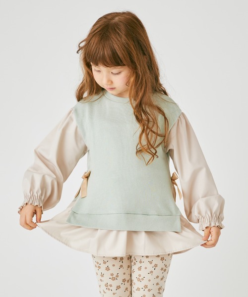 ever closet(エバークローゼット)の「ふんわりシルエット プルオーバー(Tシャツ/カットソー・キッズ・チャコール/イエロー系その他/ラベンダー/ミント/モカ/ピンク/パープル系その他/サックスブルー/グリーン系その他4・80cm/90cm/100cm/110cm/120cm/130cm/140cm/150cm)」の4枚目の写真