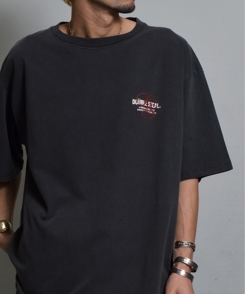 DOUBLE STEAL(ダブルスティール)の「ピグメントアソートロゴ半袖Tシャツ(Tシャツ/カットソー・メンズ・グレー系1/ホワイト系1/アイボリー/サックスブルー/サックスブルー系1/チャコールグレー・LARGE/MEDIUM)」の4枚目の写真