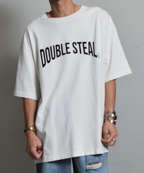 DOUBLE STEAL(ダブルスティール)の「ピグメントアソートロゴ半袖Tシャツ(Tシャツ/カットソー・メンズ・グレー系1/ホワイト系1/アイボリー/サックスブルー/サックスブルー系1/チャコールグレー・LARGE/MEDIUM)」の2枚目の写真